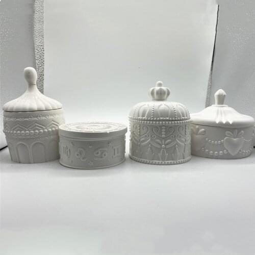 Concrete Candle Vessel with Lid Mold Cement Storage Jar Silicone Mold Jewelry boxes DIY Container Box Molds Silicone Box Molds