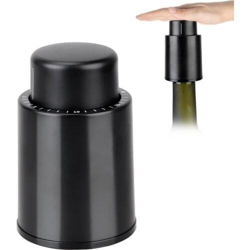 Black ABS Vacuum Wine Bottle Stopper Barware Wine Cork Sealed Storage Vacuum Memory Wine Stopper Push Style Bar Tools