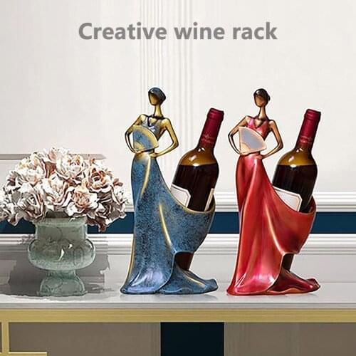 Wine Bottle Holder Female Character Elegant Lady Resin Wine Rack Display Home Decorations for Single Tall Drink Bottle xqmg bar