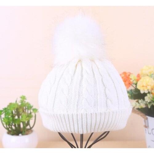 Cute Faux Fur Pom Poms Knitted Hat Skullies Beanies Caps for Children Kids Girls Lovely Winter Warm Beanie Hats Bonnet Gorro