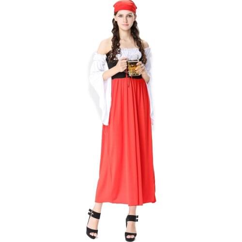 Hot Sexy red Beer Costume Girl Wench Maiden Costume cosplay German Oktoberfest Costume Fancy Dress