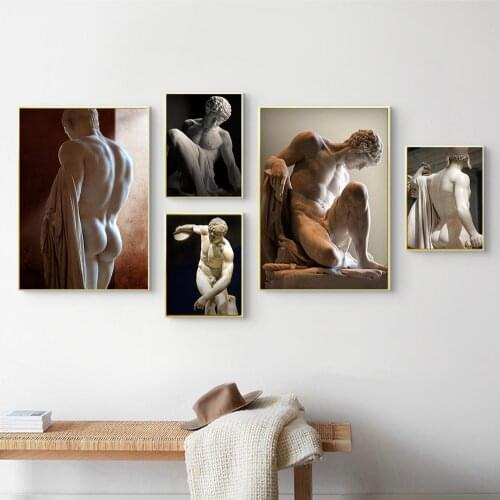 Greek Statue Plaster Sculpture Artwork David Art Canvas Print Painting Figure Wall Picture Living Room Home Decoration Poster