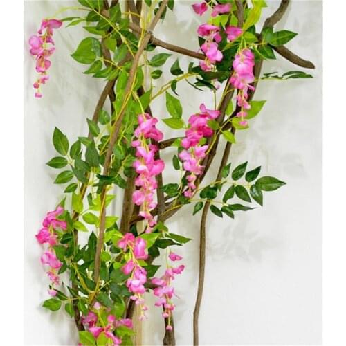 Artificial Flowers 6.6ft Silk Wisteria Ivy Vine Green Leaf Hanging Vine Garland for Wedding Party Home Garden Wall Decoration, C