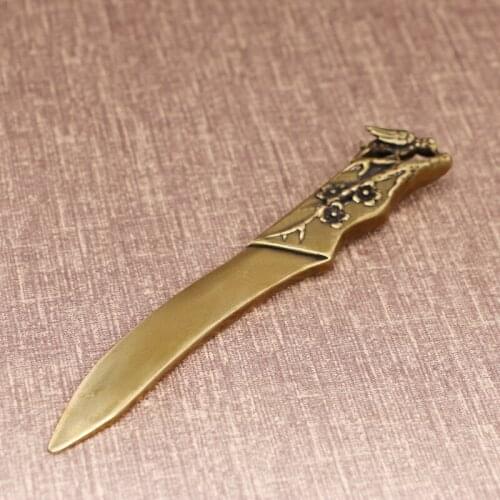 Handmade Copper Tea Knife Prying Luxury Vintage Insert Chinese Puer Oolong Green Tea Knife Ceremony Te Verde Chino Teaware DG50C