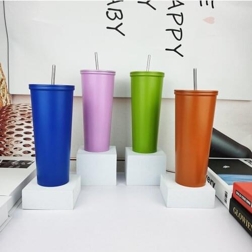 HOWTELEE Stainless steel 304 double-layer vacuum insulated 24oz(720ml) coffee cups drink cup with straw ice tumblers