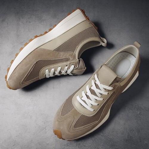 Luxury Men Genuine Leather Casual Shoes Summer Breathable Mesh Mens Casual Sneakers Comfortable Lace-Up Anti Skid Shoes For Men