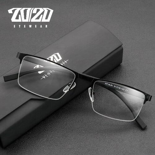 20/20 Brand Design Men Titanium Glasses Half Frame Ultralight Square Eye Myopia Prescription Eyeglasses Male Optical HT19-61
