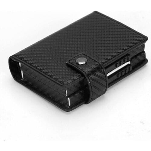 2020 New Aluminium Carbon Fiber PU Leather Men Wallets Mini Slim Wallet RFID Card ID Holders Purses Business Credit Card Holder
