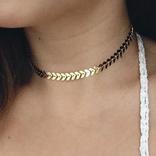 New Bohemia Gold Color Arrow Chain Chokers Necklaces For Women Chevron Statement Necklaces Collares Fashion Party Jewelry