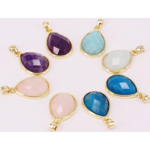12x18MM high quality faceted gemstone oval pendant for neckalce in amazonite;rose quartz; amethyst; green agate