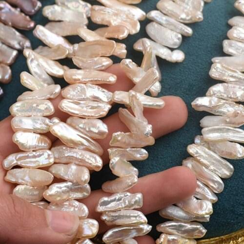 Baroque Pearls Necklace Irregular Pipa Shape 7mm Beads Freshwater Pearl DIY Strand For Fine Jewelry Making Accessories