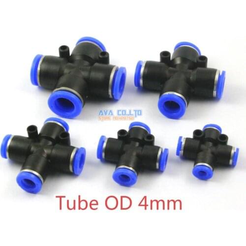 20 Pieces Pneumatic Cross Union Tube OD 4mm Air Push In To Connect Fitting One Touch Quick Release Fitting