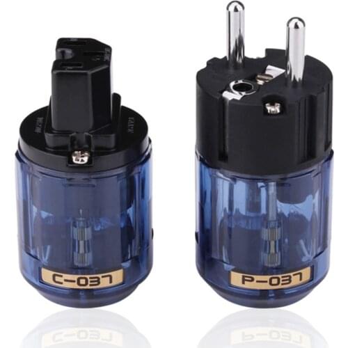 10pair Hifi Power-Plug Connector Female-Male Audio Terminals Adapter C-037 P-037 EU Schuko Rhodium Plated Power Electrical IEC