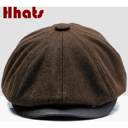 High Quality Wool Beret Hat For Old Men Thick Warm Winter Cap Vintage Ivy Flat Cap Casual Cabbie Autumn Visors Peaked Cap Gorras
