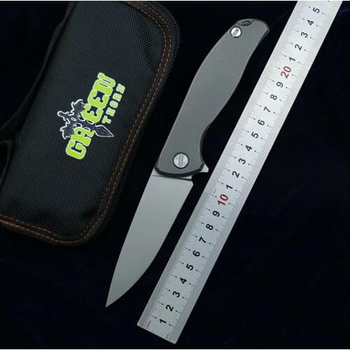 Green thorn Flipper 95 k110 steel blade Nudist Titanium handle outdoor camping hunting pocket fruit folding knife EDC tool