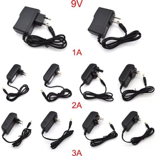 Universal DC 9 Volt Power Supply AC DC 9V Power Adapter Charger Converter 220V AC Adapter 9V 1A 2A 3A With EU US UK AU Plug