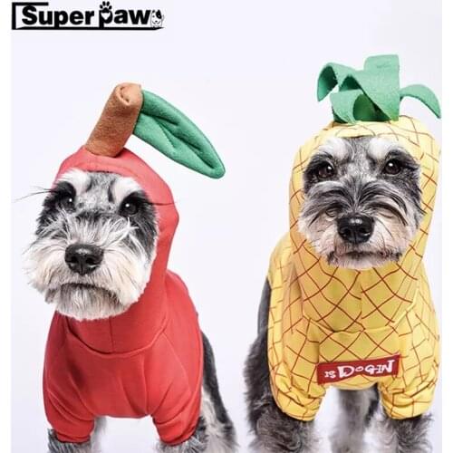 Funny Fruit Puppy Costume Pet Dog Clothes for Small Dogs Chihuahua Pug Cute Hoodies French Bulldog Apple Pineapple Apparel ZZC02