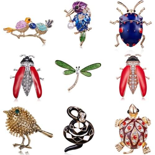 Animal Bird Insect Tortoise Dragonfly Snake Brooches Dress Collar Suit Beetle Banquet Decoration Brooch Pins Wedding Jewelry