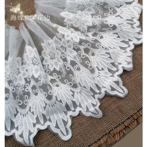 1 Yard Exquisite Embroidered Flower Cotton Lace Trim High Quality Embroidery Lace Fabric Sewing Accessories 22cm