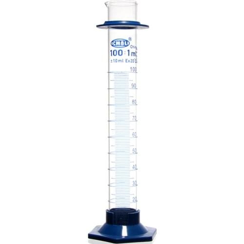 100mL Measuring Cylinder with Spout and Graduation with Plastic Heagon Base Laboratory Chemistry Equipment