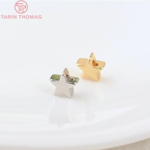 20PCS 6MM 8MM 24K Gold Color Plated Brass Small Star Charms Pendants Hight Quality Diy Jewelry Findings Accessories wholesale