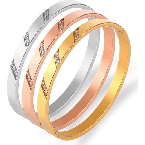 2021 New Model Popular Jewelry Stars Bangles Stainless Steel Bracelet Rose Gold Color Women Couple Wrist Bangles Custom Logo