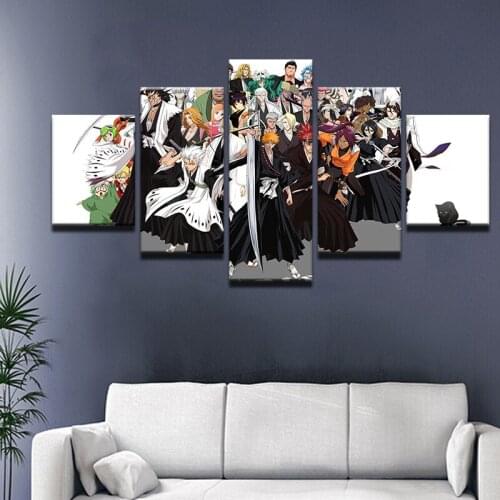 5 Panel Cartoon Comics Character Bleach Kurosaki Ichigo Modern Home Wall Decor Canvas Picture Art Hd Print Painting Canvas Art