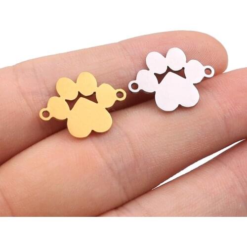 5pcs/lot Stainless Steel Connection Floating Charm for Jewelry Making Bear Dog Pet Paw Findings Making Accessories Aka Sorority