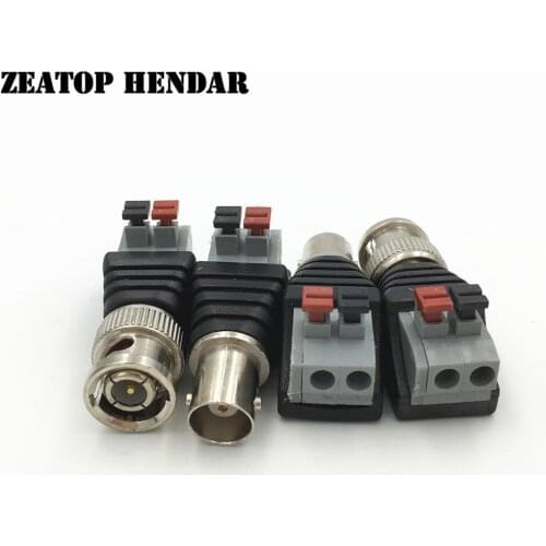 50Pcs BNC Terminal Jack BNC Male / Female UTP Video Balun Connector AV Cable Adapter Socket Pressed Connected for CCTV