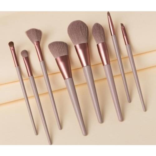 8 Pcs Champagne Makeup Brushes Set For Foundation Powder Blush Eyeshadow Concealer Lip Eye Make Up Brush Cosmetics Beauty Tools