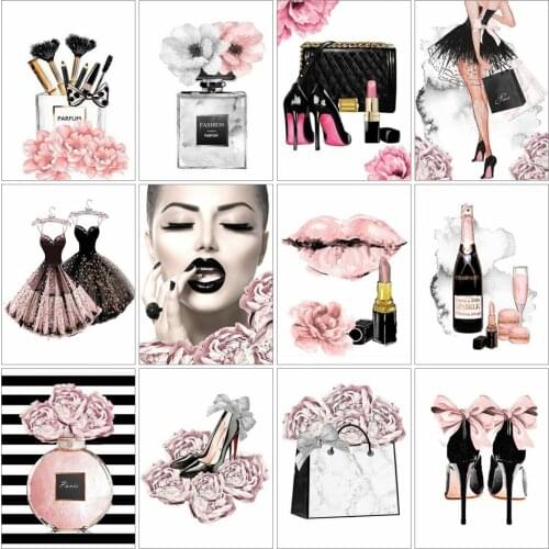 5D Diamond Painting Girl Perfume Lipstick High Heels Home Art Rhinestone Picture Diamond Embroidery Fashion Mosaic Decor