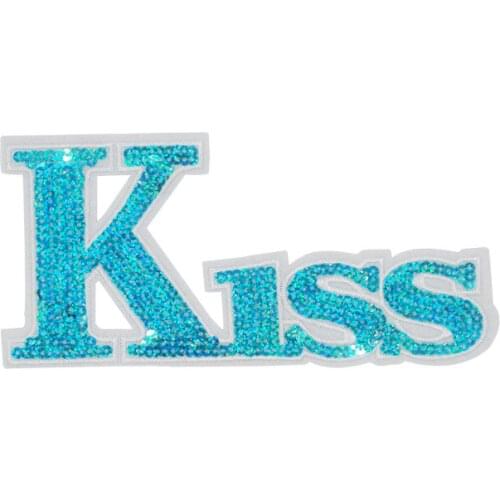 Sequin kiss letter number patches for clothing DIY sew on parch appliques Embroidery applique patch ropa clothing accessories
