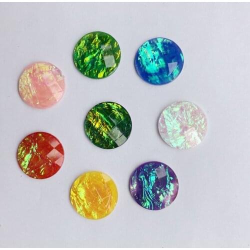 Bling DIY 16mm Opal Resin Round Rhinestones Sibo paper interlayer Cabochons for hand-made make Beaded 15pcs -A43