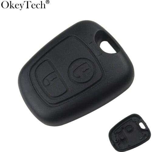 Okeytech 10Pcs/lot Remote Car Key Fob Case 2 Buttton Replacement Shell For Citroen C1 C4 For Peugeot 107 207 307 407 206 306 406
