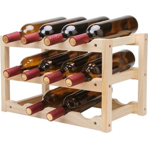 Wood Household Wine Rack Classical 8/12 Bottle Wine Holder Wine Bottle Storage Rack Bar Display Shelf Drinking Holder mx3081501
