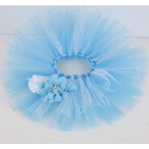 Blue White Baby tutu Skirt Girl Birthday Party Glitter Tutus Kids Fluffy Tulle Costume Newborn Toddler Photo Props 0-5T 6T
