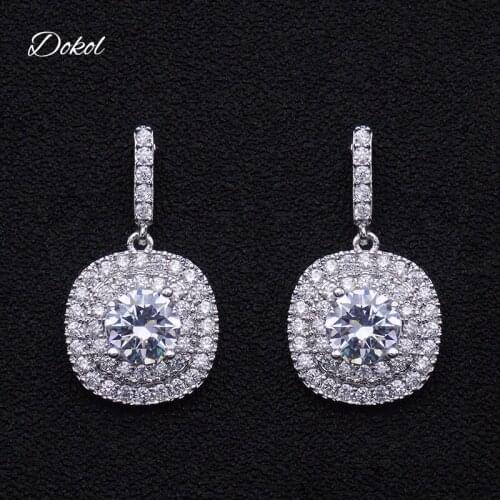 DOKOL Exquisite Women Zircon Earrings Jewelry Inlay Tiny AAA+ CZ Silver Color Bridal Drop Earring bijoux femme DKE0064