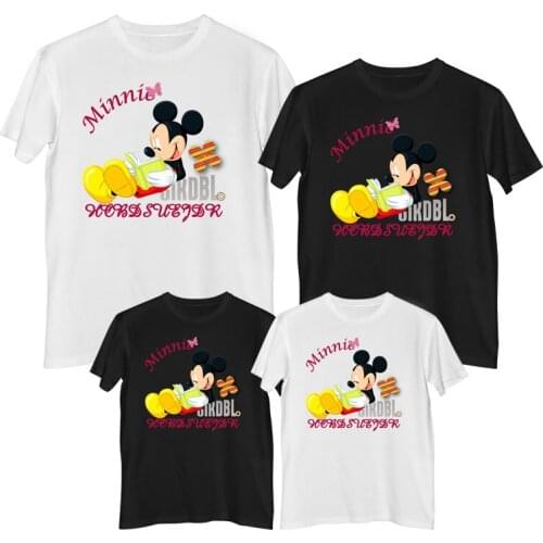 Disney Mickey Mouse T-shirt Summer Comfortable 100% cotton Fashion womens t-shirt 2021 Girl clothing Mother daughter clothes