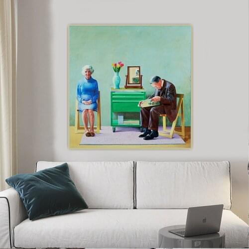 Citon David Hockney《My parents》Canvas Art Oil Painting Artwork Poster Picture Wall Background Decor Home Living room Decoration