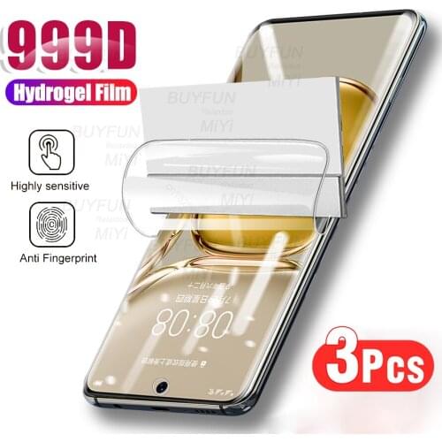 3PCS 999D Curved Hydrogel Film For Huawei P50 Pro Protective Film Huwei Hawei P 50 Pro 4G Full Cover Screen Protectors Not Glass