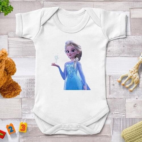 Frozen Queen Elsa Printed Baby Girl Clothes Summer New Short Sleeve Newborn Clothes Jumpsuits For Infants Bebe Bodysuits Harajuk