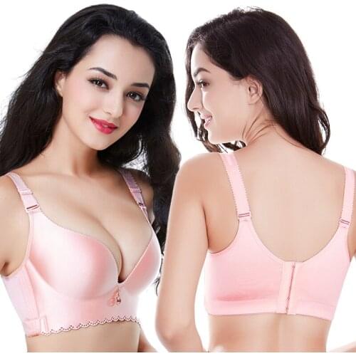 Large size bra gathered and adjustable smooth surface push up bra set
