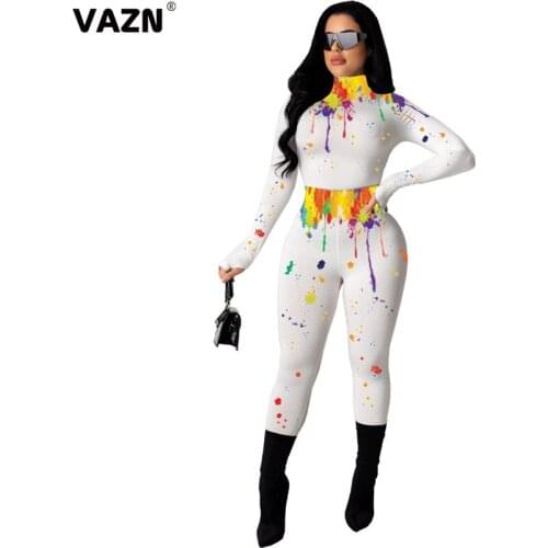 VAZN 2020 New Colorful Fashion Mujer Energetic Tight Sexy Outfits Running Sports Suit Women Full Sleeve Long Pant Holiday Sets