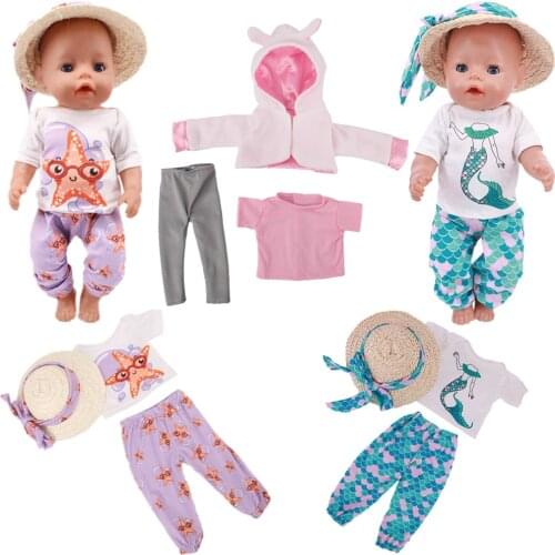 Doll Clothes Fashion Handmade Farmhouse Style Outfit Plush Jacket and Leggings Warm Fit 43 Cm New Baby Reborn Doll,Girl`s Toy