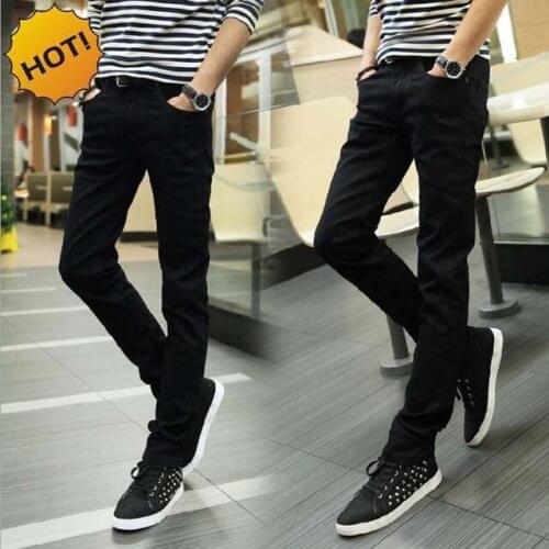 HOT 2020 Fashion black Solid Design Boys Mens Sweatpants Casual Long Pants Homme Skinny Jeans Men teenagers Denim Pencil Pants