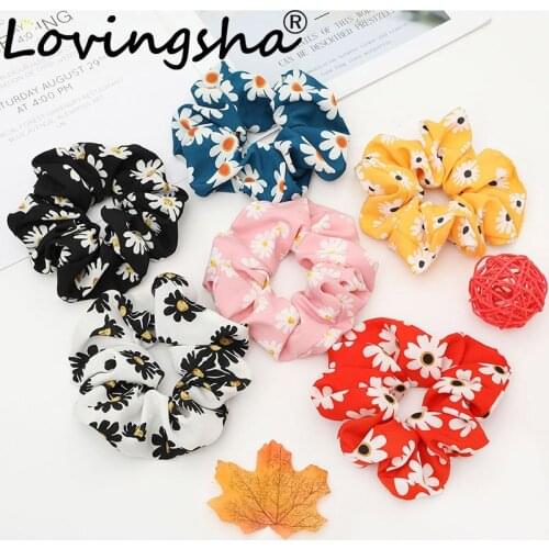 LOVINGSHA Women Hair Accessories Brand Ladies Floarl Hair Tie Fashion Scrunchies Ponytail Hair Female Girl Holder Rope FC169