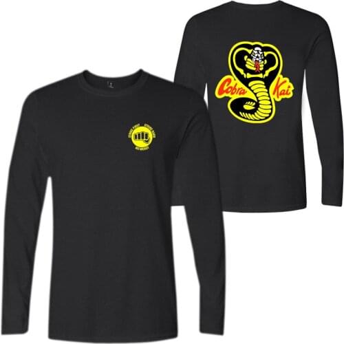 Trendy Popular 2018 New Cobra Kai Hot TV Show T Shirts Full Sleeves O-Neck Print Snake Cotton Women/Man T-Shirt Tops Plus Size