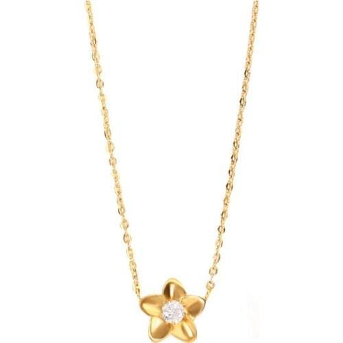 RIR Fashion Stainless Steel Matte Finished Hawaiian Flowers Pendant Necklace 20 inches For Women