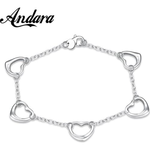 Fashion Jewelry 925 Silver Bracelet Five Heart Bracelets For Women Charm Jewelry Gift