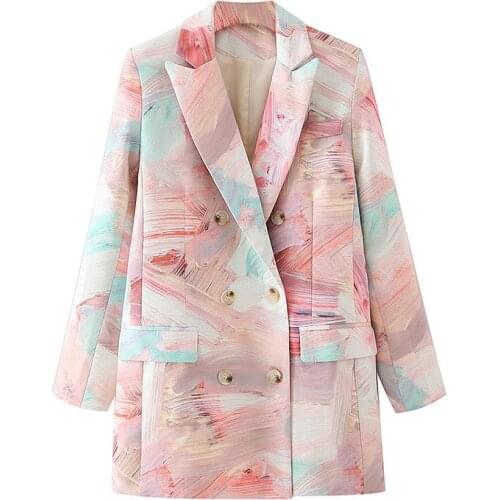 Graffiti Fashion Elegant Spring Women Blazers Jackets Work Office Lady Suit 2021 Business Female New Blazer Coat Outerwear Tops
